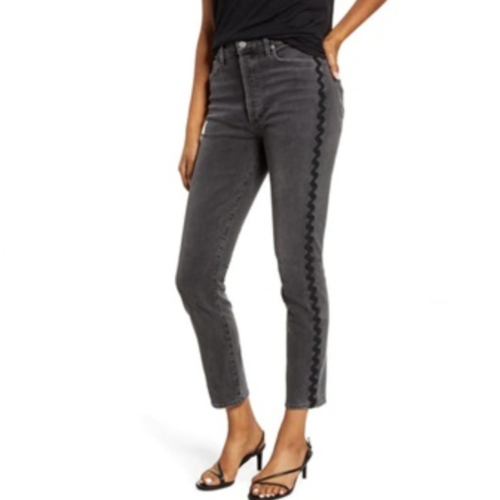 Citizens of Humanity Olivia High Rise Slim Date Nigh Black Wave Jeans 27